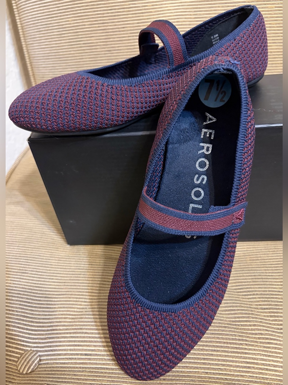 NWOT Aerosoles Boaz Mary Jane Comfort Knit Flats - Size 7.5